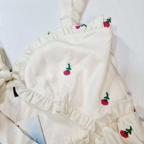 MAJORELLE Eden Mini Dress in Ivory & Pink Medium - Picture 6 of 13